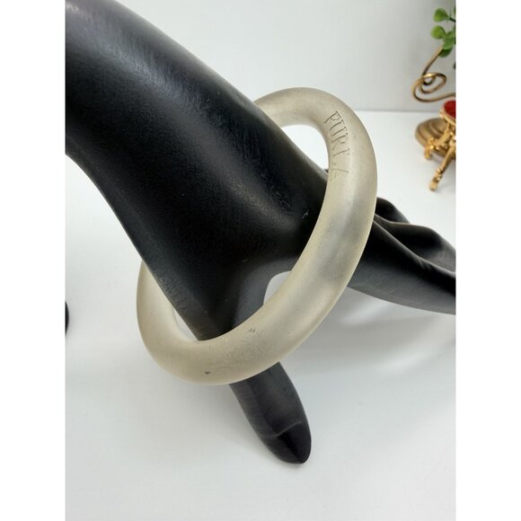 Furla Clear Lucite Bangle Bracelet Made In Italy Vintage Frosted Style Sz8” - Picture 4 of 10